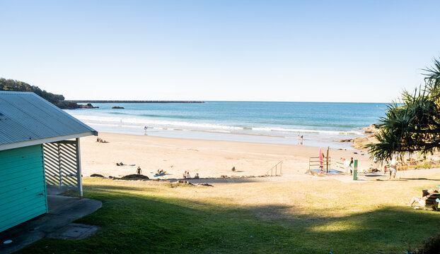 Yamba Beach from the top in Yamba, NSW (New South Wales), Australia