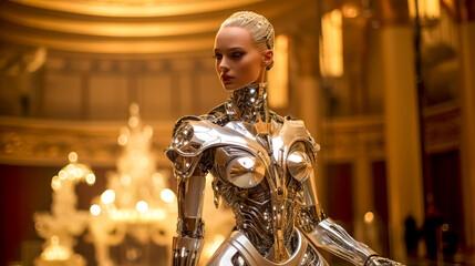 a robot at a ball in the theater, made with Generative AI