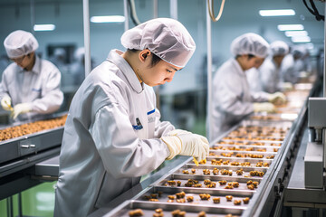 Quality control inspection on the production line