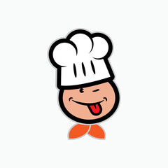 Cute Chef Icon. Funny Bakers Symbol.  