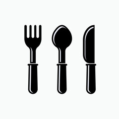 Cutlery Icon. Knife, Spoon and Fork, Restaurant Symbol. 
