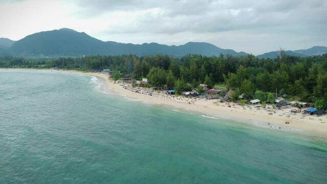 Aerial view of Babah Kuala beach in Aceh province, Indonesia
