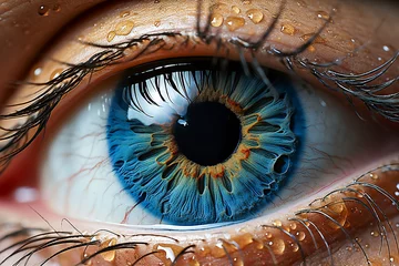 Meubelstickers The iris of a blue eye © michaelheim