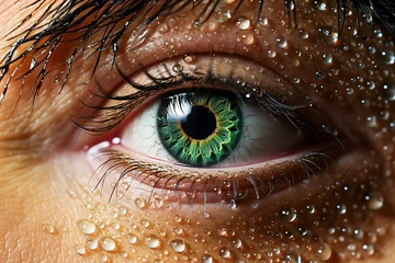 Türaufkleber The iris of a green eye © michaelheim
