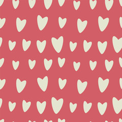 Rough bichromatic hearts beige on vintage red pink