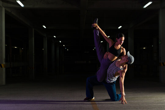 Talented Couple And Street Performers Dancing Ballet