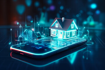 Real estate digital interface. App to find apartments and houses to buy and rent. Smartphone application for online searching, buying, selling or booking for property. Mortgage, home loan