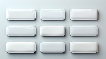 Concept of white rectangular tabs/buttons isolated on white background high detail, photorealistic. White light. Generative AI - obrazy, fototapety, plakaty