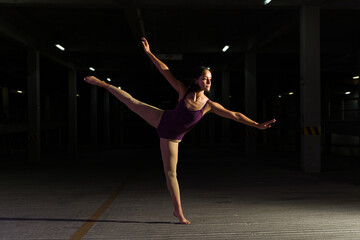 Beautiful female dancer dancing classical ballet