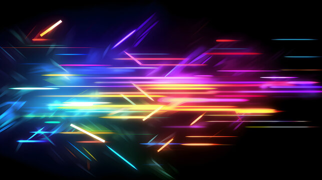 3d technology abstract neon light splash particle background, moving high speed wave lines empty space scene, spotlight, dark night, virtual reality, cyber futuristic sci-fi background. Generative AI