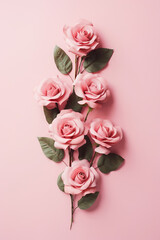 Roses on pink background with copy space generative ai