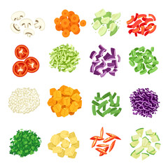 illustration of sliced vegetables for cooking book or menu elements