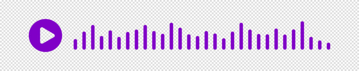 Pink or purple sound waves of the equalizer isolated on transparent background. Vector clipart Illustration