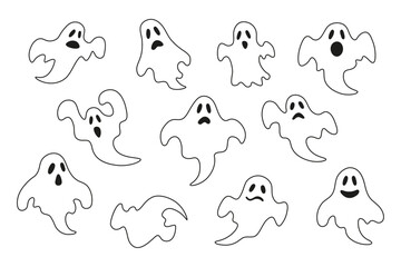 Cartoon ghost set for Halloween.	