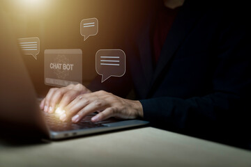 AI Chat bot ChatBot Technology and business design, global internet communication application concept.