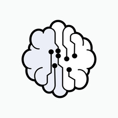 Digital Brain Icon. High Technology,  Intelligent Symbol - Vector.  
