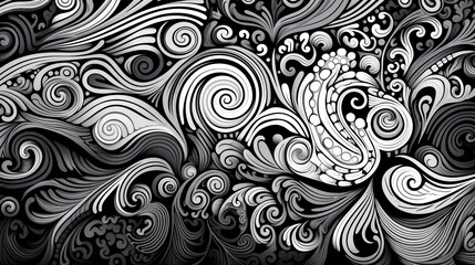 He stares intently at a black and white abstract pattern, captivated by its seemingly endless possibilities.