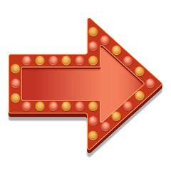 Shiny arrow frame with lights. Frame template with light bulbs for promotions.