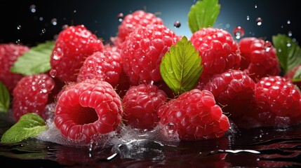 Juicy ripe raspberries, ripe raspberries. Splash of raspberries. Raspberry tea, jam, cocktail,...