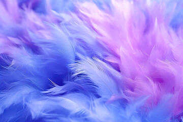 Obraz premium Beautiful abstract blue and pink feathers background generative ai