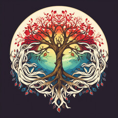 An intricate tree of life with roots and branches - mother earth