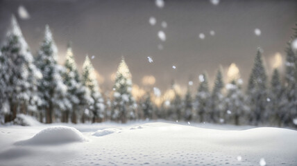 Beautiful winter landscape with snow covered trees.Merry Christmas and happy New Year greeting...