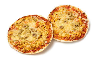 Pair of  small Moroccan pizza isolated on white background