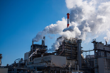 パルプ工場から吐き出す水蒸気