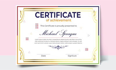 Certificate template. modern value design and layout luxurious. Certificate of achievement abstract geometric texture. Diploma of modern design or gift certificate.