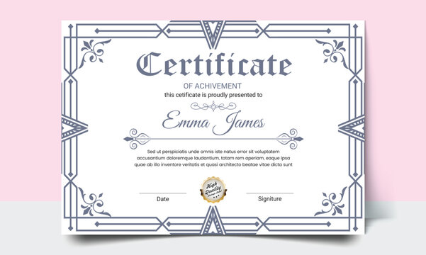 Certificate template. modern value design and layout luxurious. Certificate of achievement abstract geometric texture. Diploma of modern design or gift certificate.