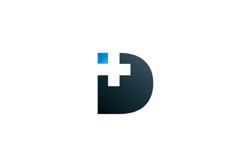 Letter D cross plus medical logo icon