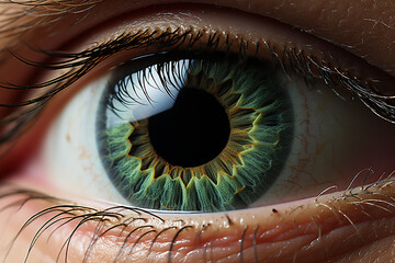 Close up of the iris of a green eye © michaelheim