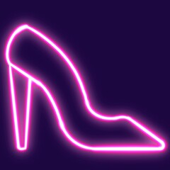 shoe glowing desktop icon, lady shoe neon sticker, neon figure, glowing figure, neon geometrical figures 