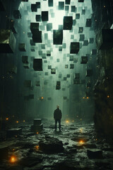 Hidden Dimensions of Reality, String Theory, Quantum Mechanics, Light and Dark. AI generative