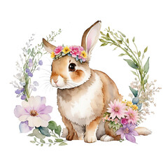 Bunny Bliss: Delicate Floral Wreaths Clipart - Transparent PNGs  - Perfect for Digital Planners, Junk Journals, and Watercolor Art 