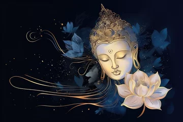 Foto auf Alu-Dibond statue of buddha on a lotus flower, generative AI   © Kien