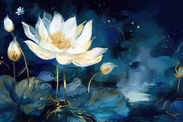Foto op Canvas statue of buddha on a lotus flower, generative AI   © Kien