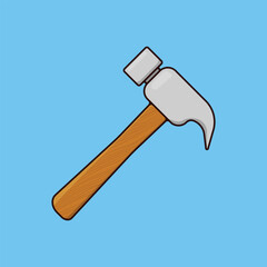 Flat Hammer tool  Illustration Icon Vector