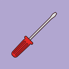 Flat Screwdriver Tool Illustration Icon Vector