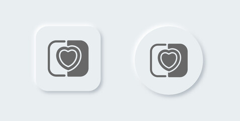 Match solid icon in neomorphic design style. Soulmate signs vector illustration.