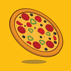 Delicious Pepperoni Pizza Illustration Vector