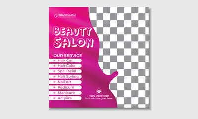 beauty salon social media post design and trendy makeup social media post design	