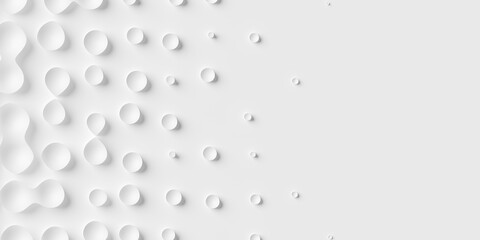 Organic white circles geometrc shapes background wallpaper banner pattern texture fade out with copy space