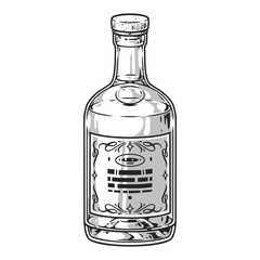 Bourbon bottle monochrome vintage label