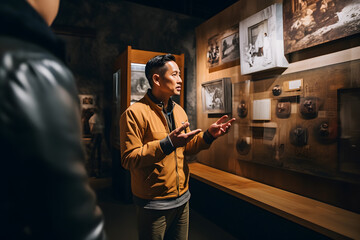 A museum tour guide sharing fascinating stories and insights about the exhibits. Generative AI