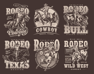 Cowboy show set posters monochrome