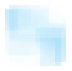 Light Blue Squares. Blurred Transparent Big Square. No Background. Blue-White Gradient Smiple Geometric Element.