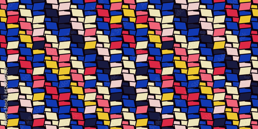 Leinwandbilder Colored and curved rectangles make up a mosaic texture pattern. Seamless and vector bright and colorful pattern.