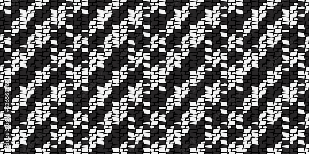Poster black and white mosaic, seamless pattern of the same details. for print and interior, wallpaper and 