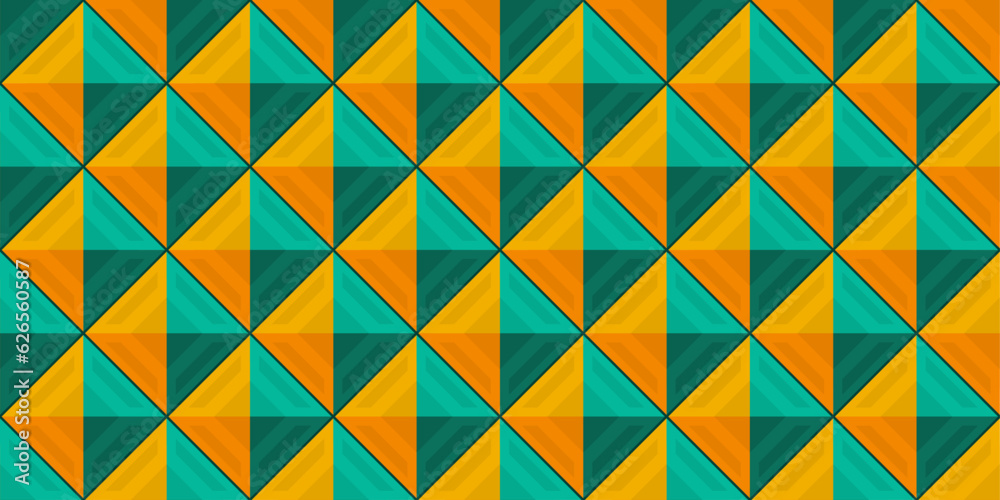 Poster Orange and azure diamonds. Vector pattern of repeating rhombuses. For print and interior, wallpaper and textiles.